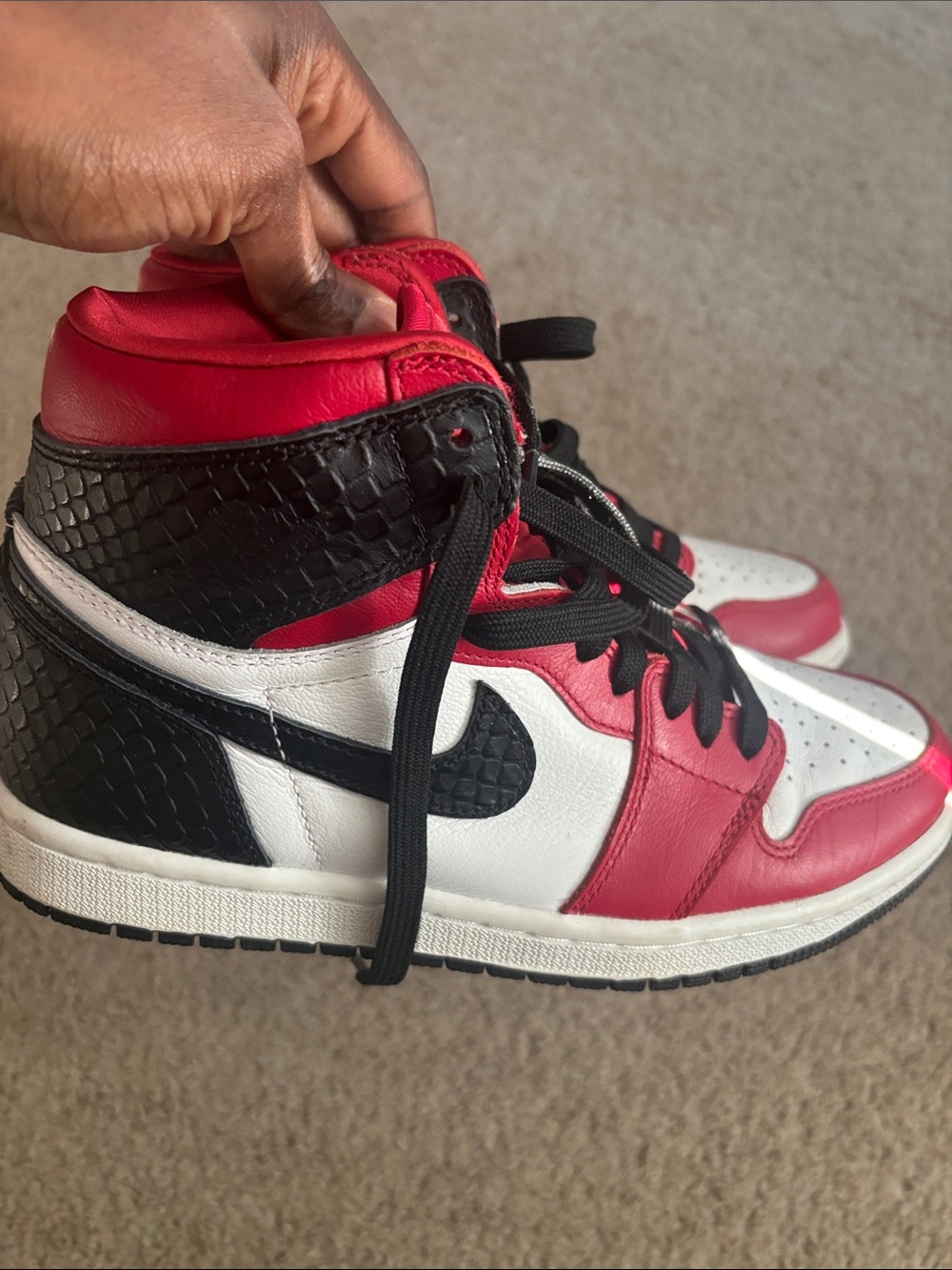 Nike Men's High-Top Sneakers Red White Black